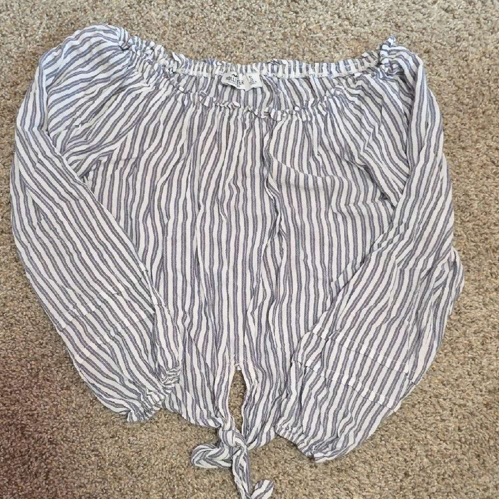Hollister Blue and White Striped Top